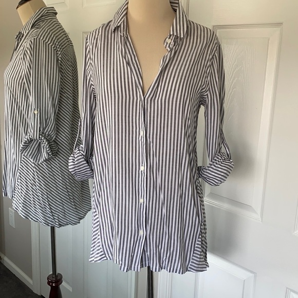Max Studio Tops - Max Studio Striped Izla Button Down Tunic Small NWT